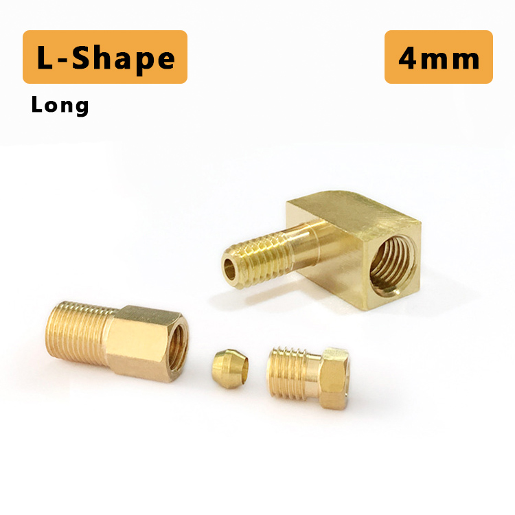 4mm Extended Brass Elbow Nozzle Joint for Lubrication System – 90 Degree Compression Fitting