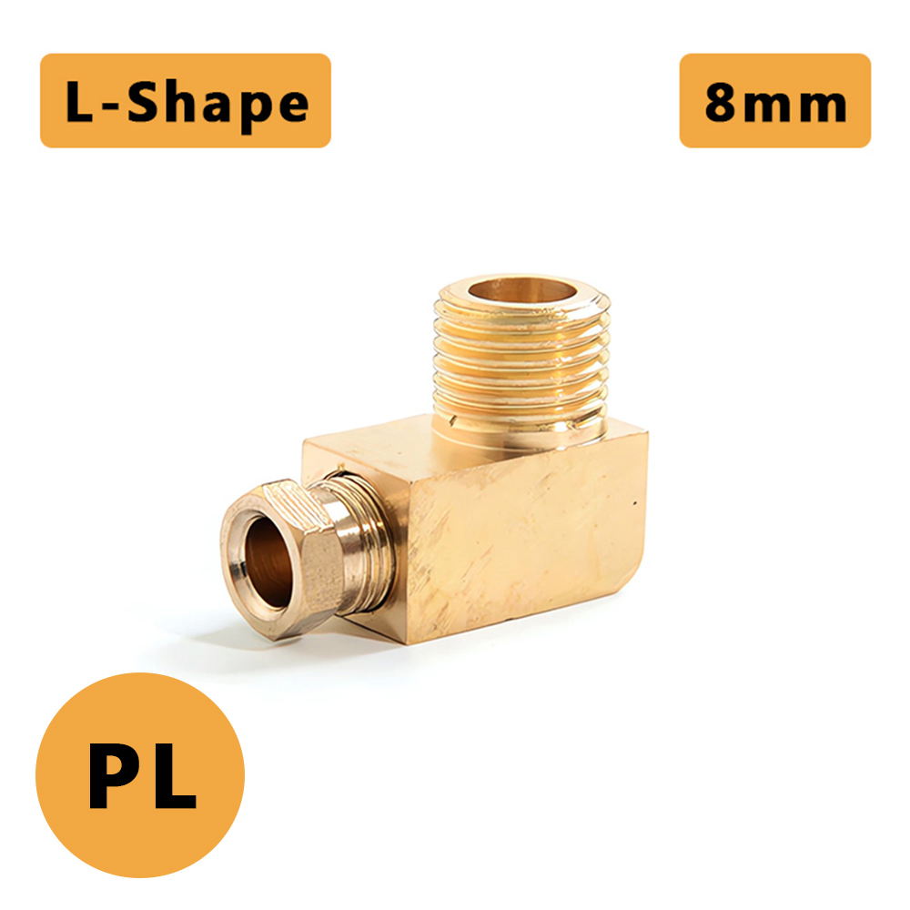 PL Brass Elbow Nozzle Joint for 8mm Lubrication System – 90 Degree Compression Fitting